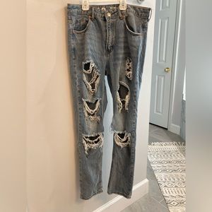 S.O.N.G. Mom Jean high rise distressed size 9